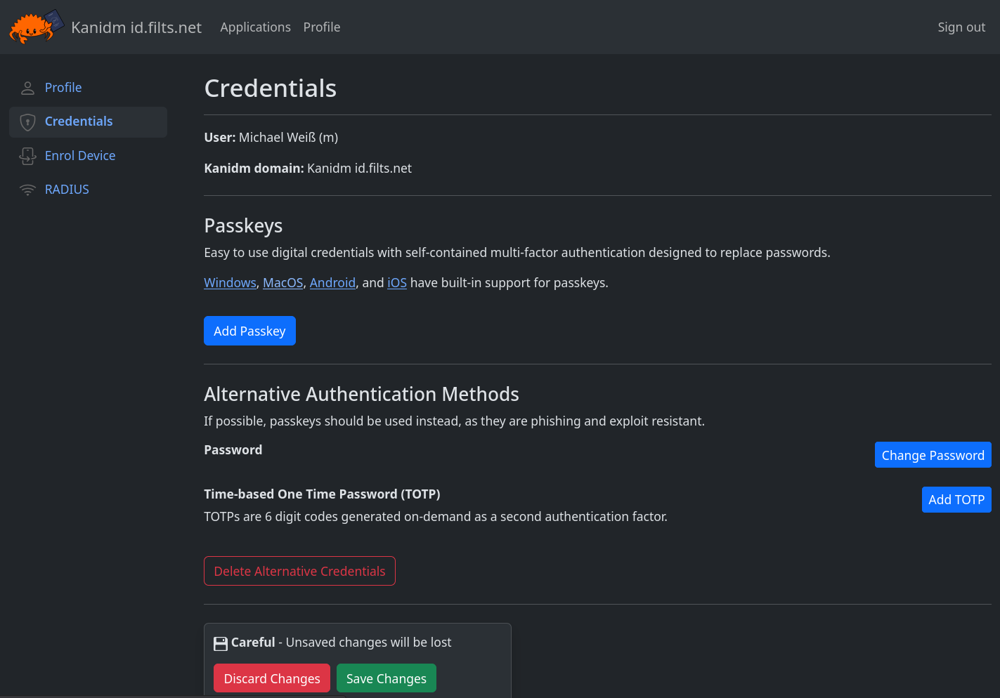 The reset-token page